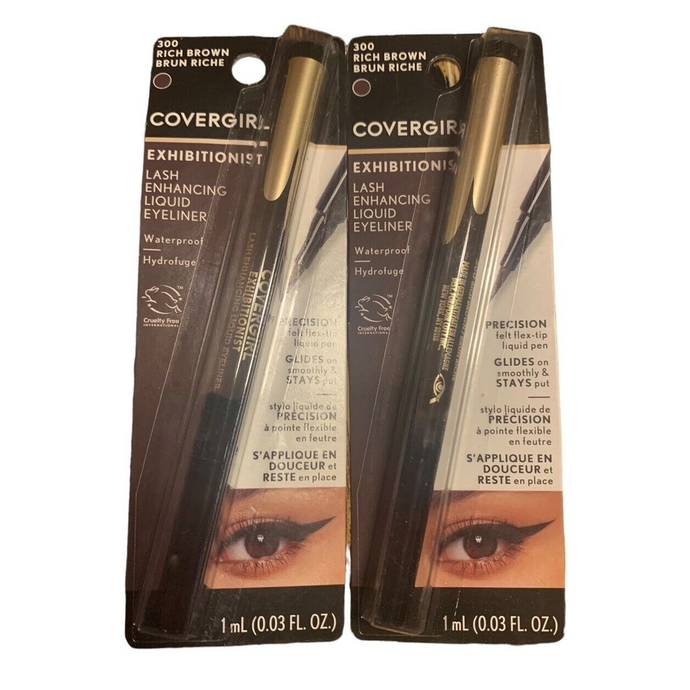 2 ~ CoverGirl Exhibitionist Lash Enhancing Liquid Eyeliner 300 Rich Brown New